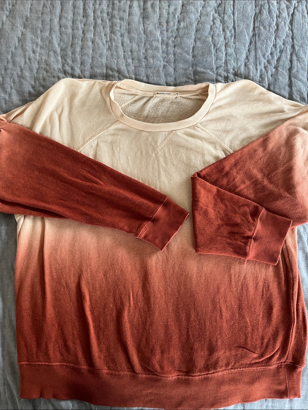 Marine Layer Ombre Pullover Sweatshirt in Rust and Cream